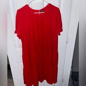 Red loose summer dress